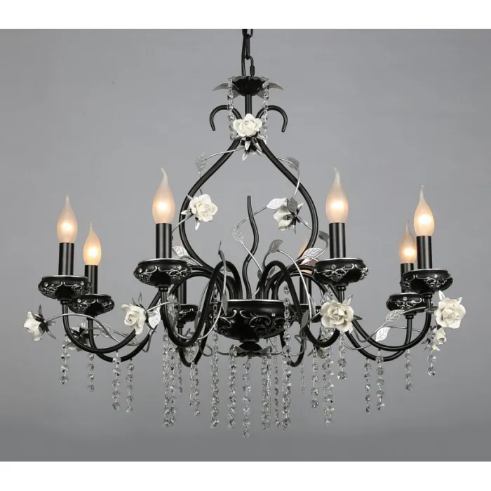 Подвесная люстра Omnilux Lucca OML-77913-08 Цвет арматуры серебро Цвет плафонов серебро от ImperiumLoft