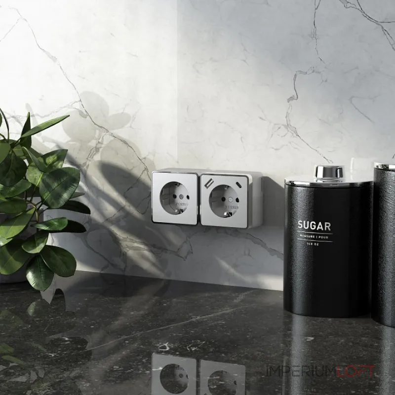 Розетка с заземлением, шторками и USB Werkel Gallant серебряные W5071706