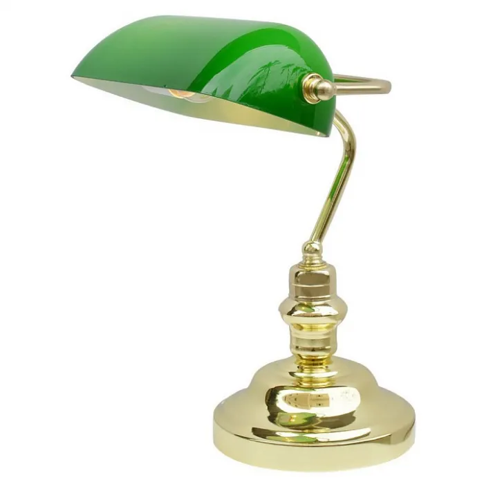 Настольная лампа офисная Arte Lamp Banker A2491LT-1GO Цвет арматуры золото Цвет плафонов зеленый от ImperiumLoft
