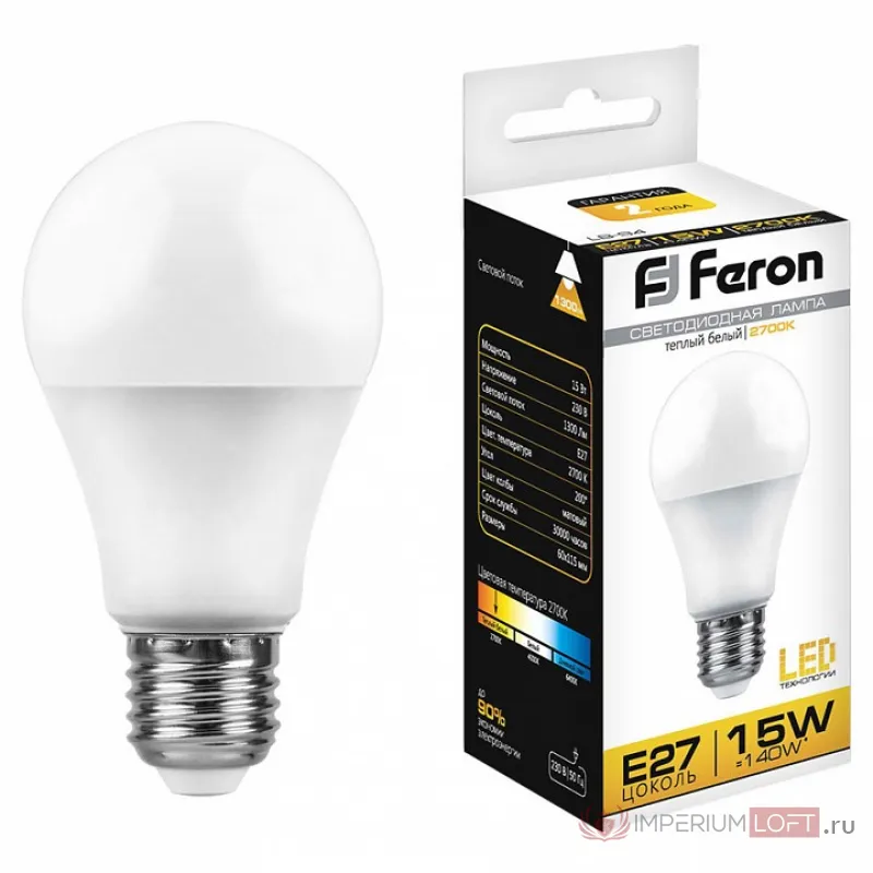 Лампа светодиодная Feron LB-94 E27 15Вт 2700K 25528 от ImperiumLoft