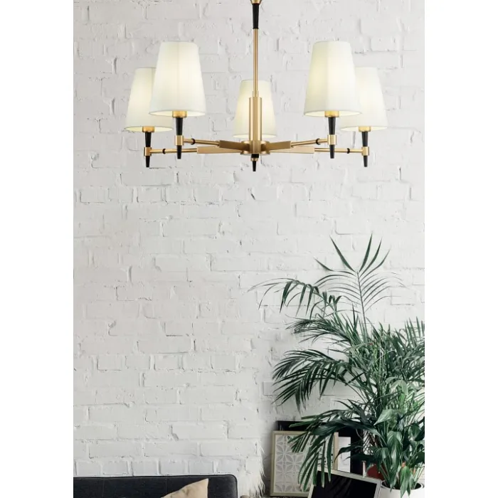 Люстра на штанге Maytoni Zaragoza H001CL-05BS Цвет арматуры латунь Цвет плафонов белый от ImperiumLoft