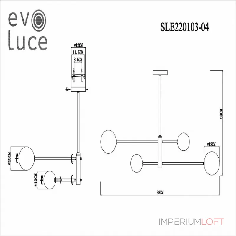 Люстра на штанге EVOLUCE Arcola SLE220103-04 Люстра на штанге EVOLUCE Arcola SLE220103-04