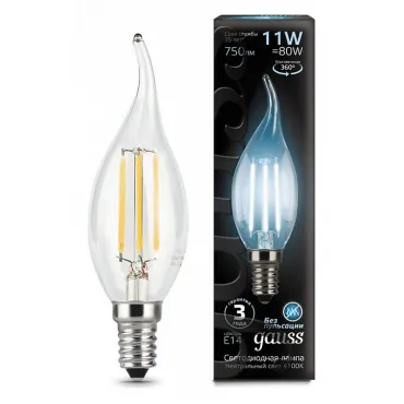 Лампа светодиодная Gauss LED Filament E14 11Вт 4100K 104801211 Цвет арматуры черно-белый
