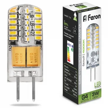 Лампа светодиодная Feron LB-422 G4 3Вт 4000K 25532 Цвет арматуры неокрашенный