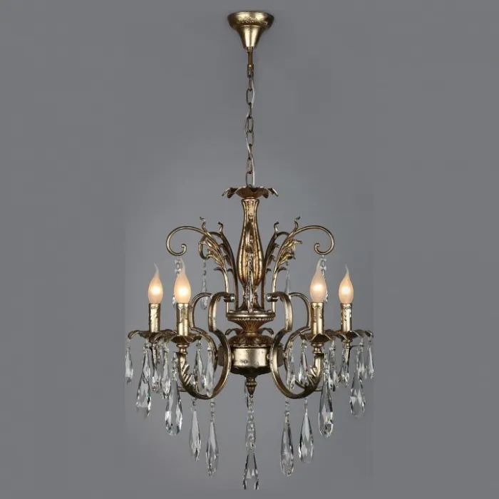 Подвесная люстра Omnilux Florence OML-77603-05 Цвет арматуры золото Цвет плафонов прозрачный от ImperiumLoft