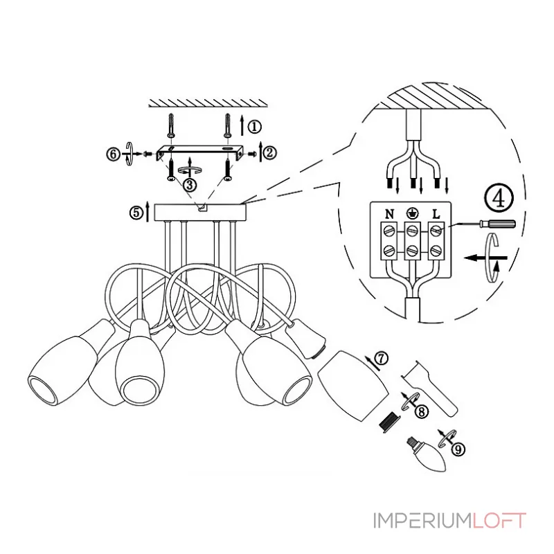 Потолочная люстра Gillian 54983-6D Globo Потолочная люстра Gillian 54983-6D Globo