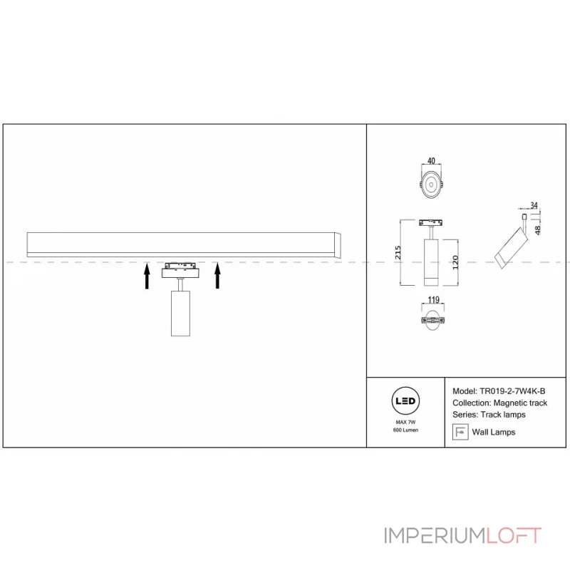 Светильник на штанге Maytoni Track lamps TR019-2-7W4K-B Цвет арматуры черный Цвет плафонов черный Светильник на штанге Maytoni Track lamps TR019-2-7W4K-B Цвет арматуры черный Цвет плафонов черный