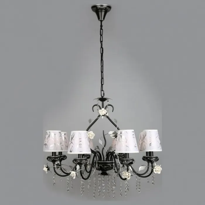 Подвесная люстра Omnilux Lucca OML-77913-08 Цвет арматуры серебро Цвет плафонов серебро от ImperiumLoft
