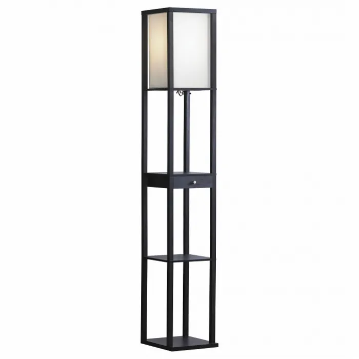 Торшер с полкой LGO Woodruff GRLSP-0333 Цвет плафонов кремовый Цвет арматуры черный от ImperiumLoft