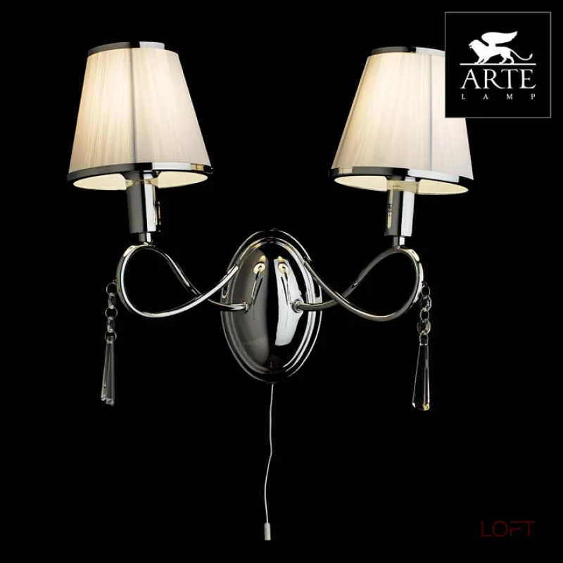 Бра Arte Lamp Logico A1035AP-2CC Цвет арматуры хром Цвет плафонов белый