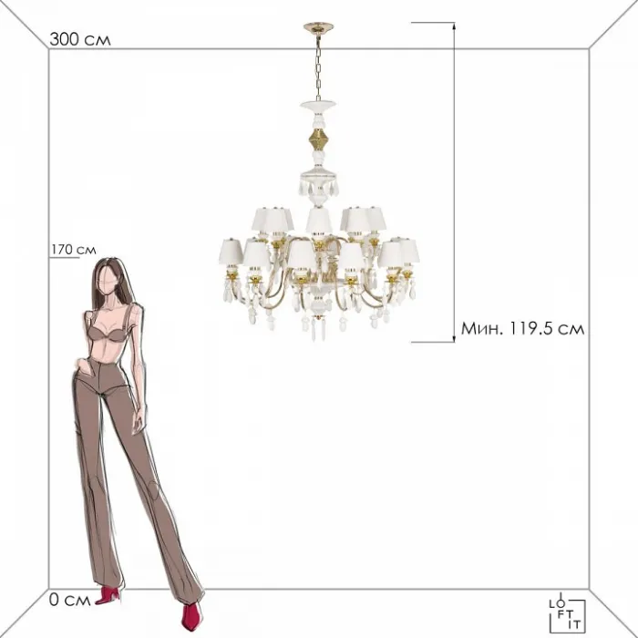 Подвесная люстра Loft it Grace 10203/12+8 White от ImperiumLoft