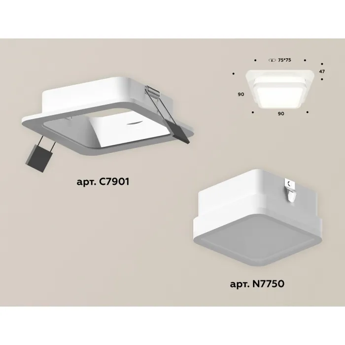 Встраиваемый светильник Ambrella Xc790 1 XC7901012 Цвет плафонов белый от ImperiumLoft