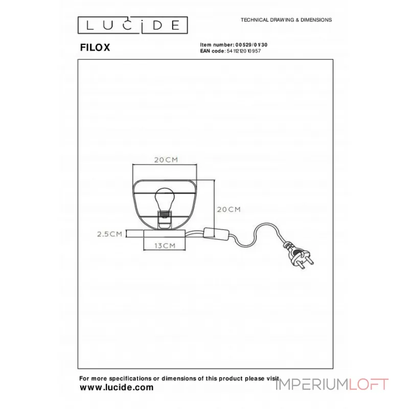 Настольная лампа декоративная Lucide Filox 00529/01/30