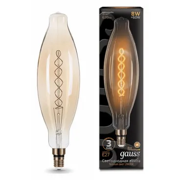 Лампа светодиодная Gauss LED Vintage Filament Flexible E27 8Вт 2400K 156802008 Цвет арматуры серебро Цвет плафонов белый