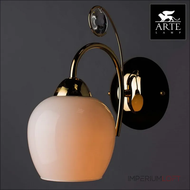 Бра Arte Lamp Millo A9549AP-1GO Цвет арматуры золото Цвет плафонов белый