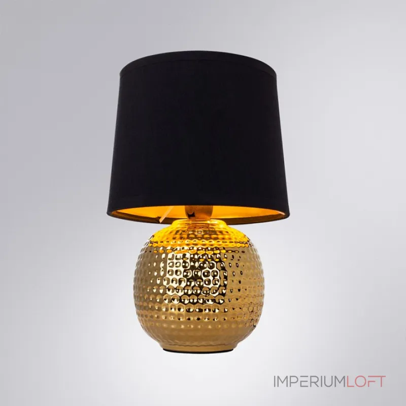 Настольная лампа декоративная Arte Lamp Merga A4001LT-1GO Цвет арматуры Желтый Цвет плафонов Черный Настольная лампа декоративная Arte Lamp Merga A4001LT-1GO Цвет арматуры Желтый Цвет плафонов Черный