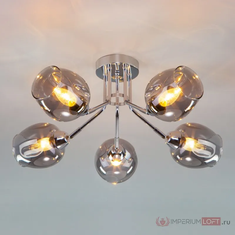 Потолочная люстра Eurosvet Marci 30164/5 хром Цвет арматуры хром Цвет плафонов серый от ImperiumLoft