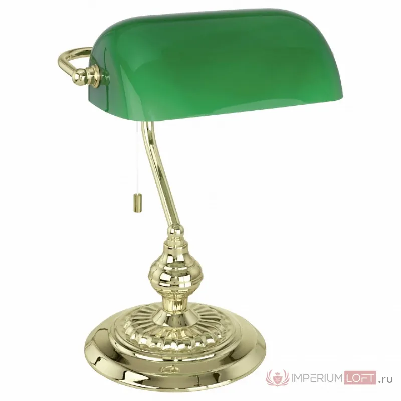 Настольная лампа декоративная Eglo ПРОМО Banker 90967 Цвет арматуры латунь Цвет плафонов зеленый от ImperiumLoft