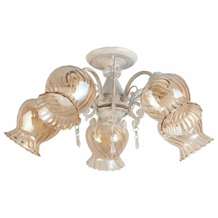 Люстра на штанге TopLight Miranda TL5690D-05WG Цвет арматуры золото Цвет плафонов янтарный от ImperiumLoft
