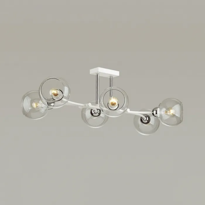 Люстра на штанге Lumion Alana 4517/6C цвет арматуры белый цвет плафонов прозрачный от ImperiumLoft