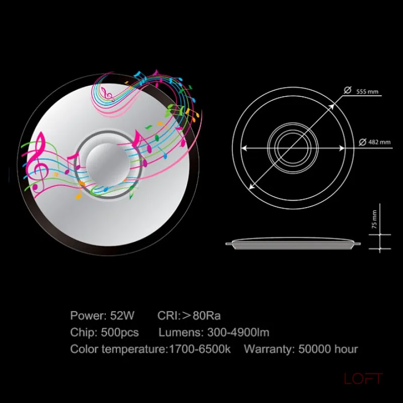 Потолочный светильник Omnilux Melofon OML-47307-52 Потолочный светильник Omnilux Melofon OML-47307-52