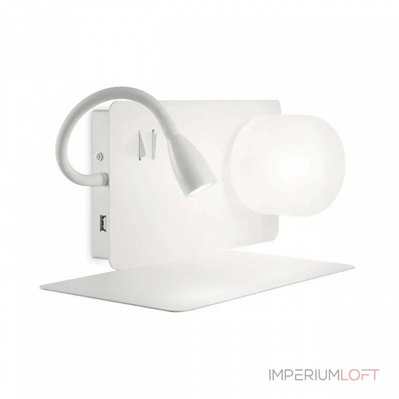 Бра с подсветкой Ideal Lux Book-1 BOOK-1 AP2 BIANCO Цвет арматуры белый Цвет плафонов прозрачный
