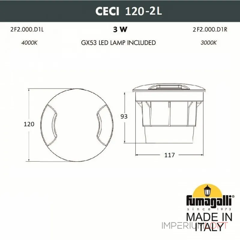 Встраиваемый в дорогу светильник Fumagalli Ceci 2F1.000.000.LYG1L