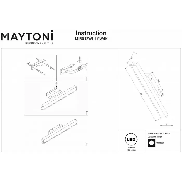 Подсветка для зеркала Maytoni Fichte MIR012WL-L9W4K от ImperiumLoft