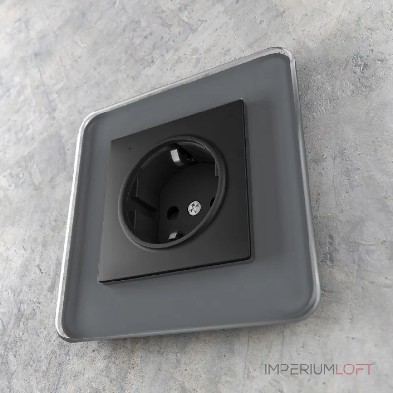 Розетка с заземлением с подсветкой без рамки Werkel черный W1171408 от ImperiumLoft