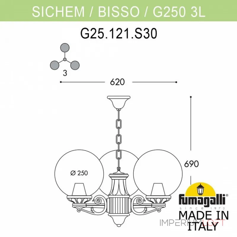 Подвесной светильник Fumagalli Globe 250 G25.120.S30.AZE27