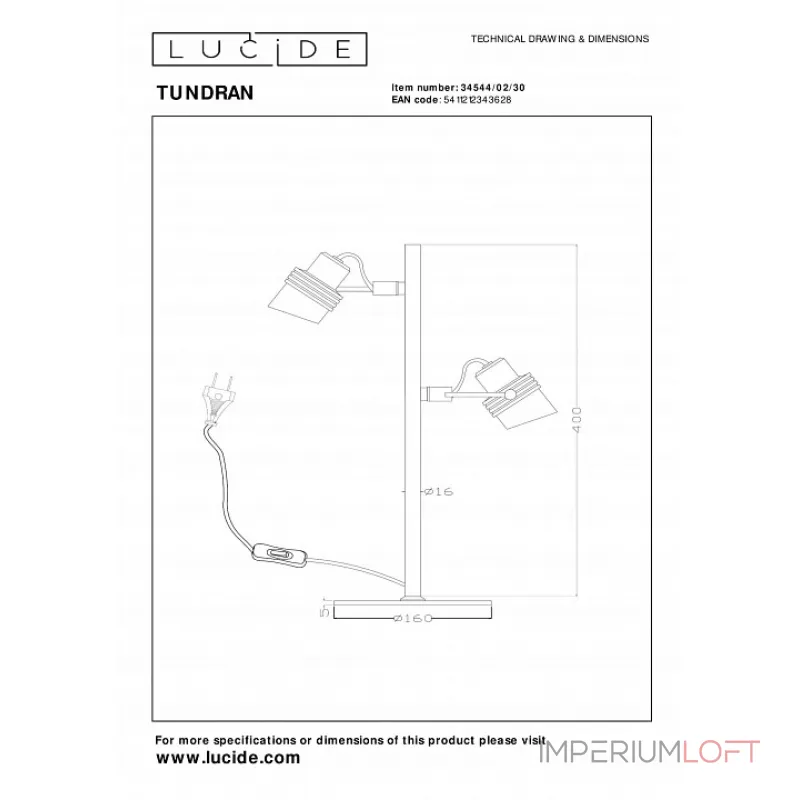 Настольная лампа декоративная Lucide Tundran 34544/02/30
