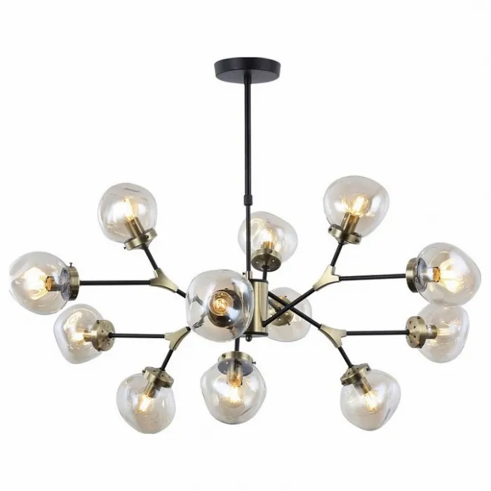 Подвесная люстра Omnilux Crotone OML-95107-12 Цвет плафонов серый Цвет арматуры черный от ImperiumLoft