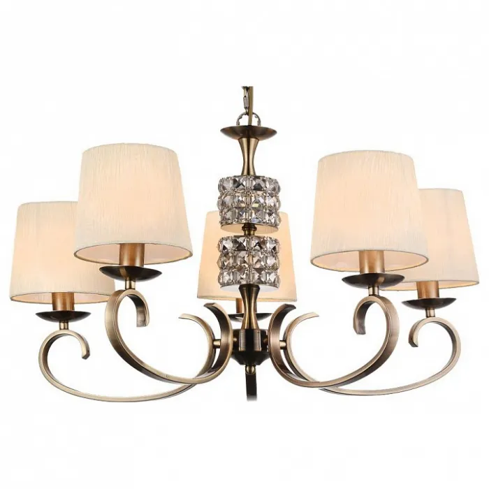 Подвесная люстра Omnilux Pavia OML-61403-05 Цвет арматуры бронза Цвет плафонов кремовый от ImperiumLoft