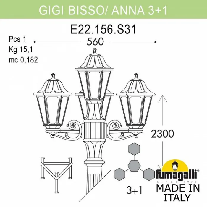 Фонарный столб Fumagalli Gigi Bisso/Anna E22.156.S31.WXF1R от ImperiumLoft