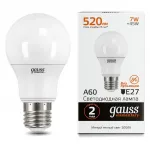 Лампа светодиодная Gauss Led Elementary A60 E27 7Вт 3000K 23217A