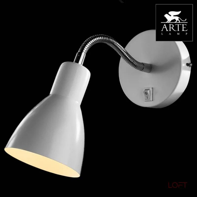 Бра Arte Lamp Dorm A1408AP-1WH Цвет арматуры хром Цвет плафонов белый от ImperiumLoft