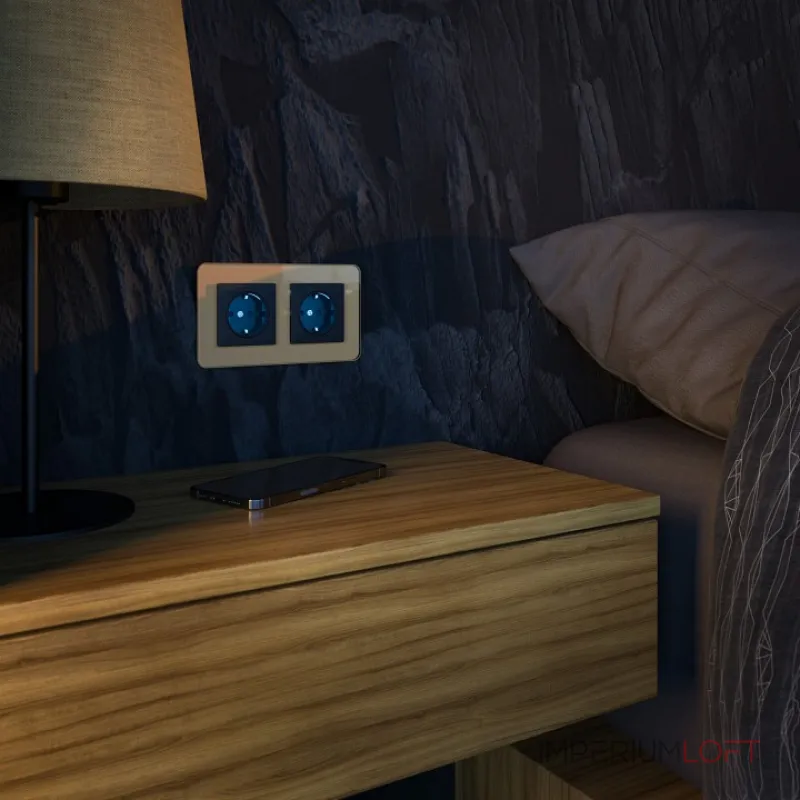 Розетка с заземлением с подсветкой без рамки Werkel черный W1171408 от ImperiumLoft