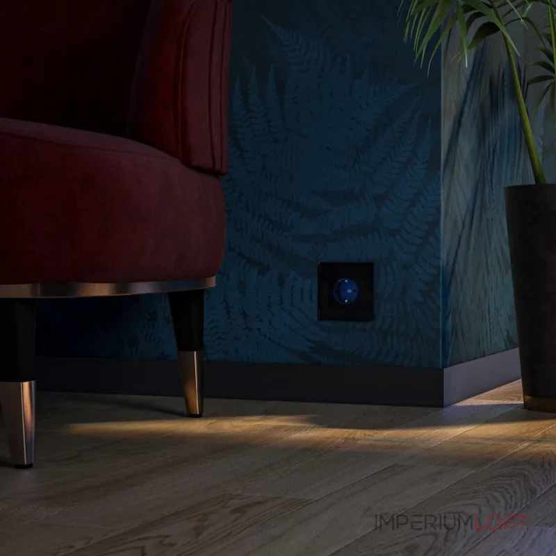 Розетка с заземлением с подсветкой без рамки Werkel черный W1171408 от ImperiumLoft