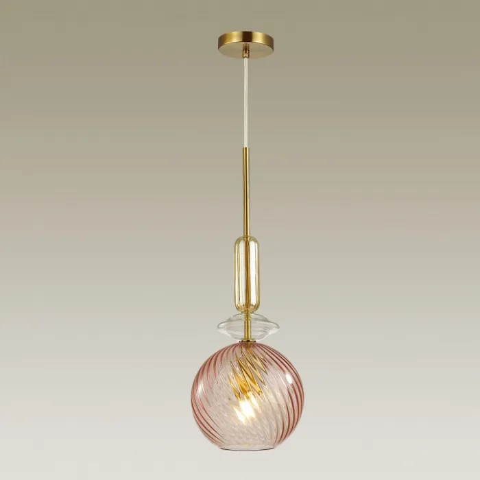 Подвесной светильник Odeon Light Bella 4862/1 Цвет плафонов розовый Цвет арматуры золото от ImperiumLoft