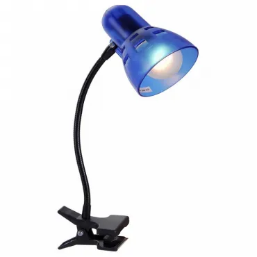 Настольная лампа офисная Globo Clip 54851 Цвет арматуры черный Цвет плафонов синий