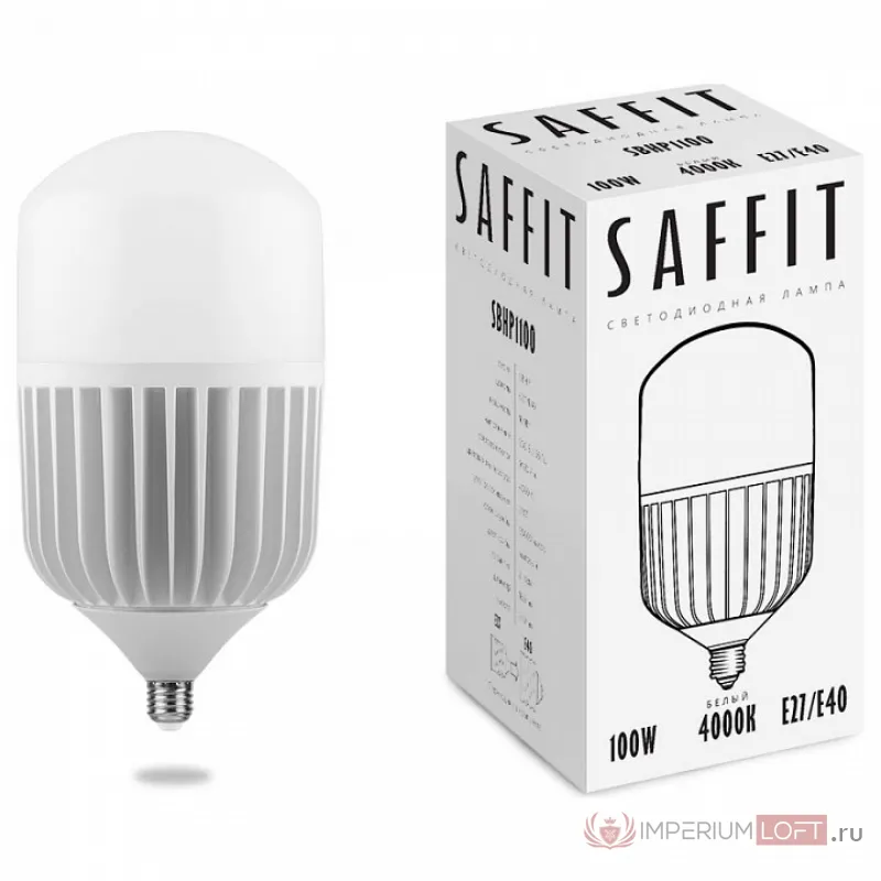 Лампа светодиодная Feron Saffit SBHP1100 E27,E40 100Вт 4000K 55100 Цвет арматуры белый Цвет плафонов прозрачный от ImperiumLoft