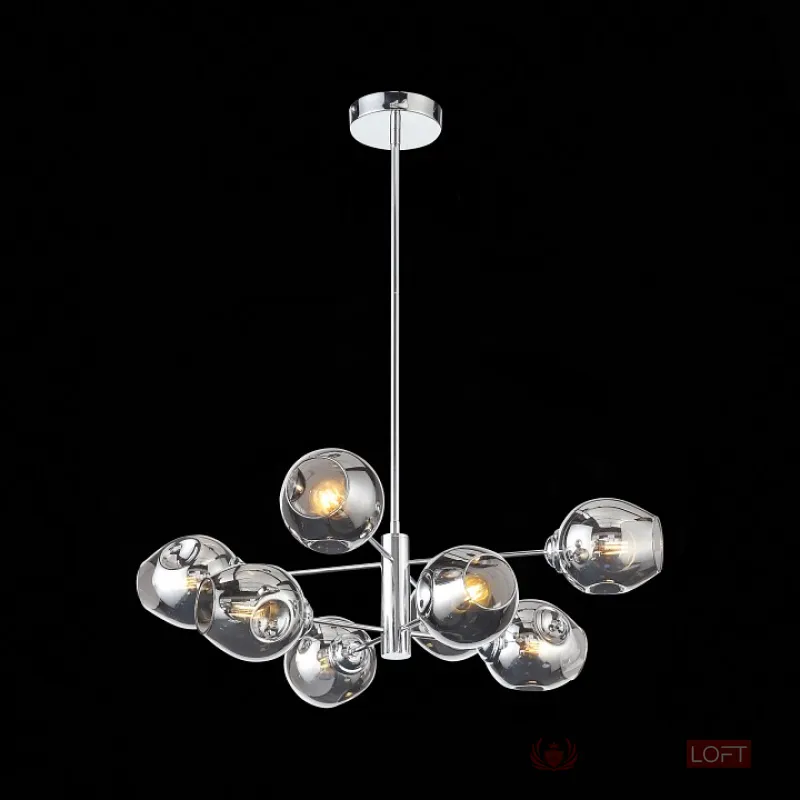 Люстра на штанге ST-Luce Fovia SL1500.103.08 Цвет арматуры золото Цвет плафонов серый от ImperiumLoft