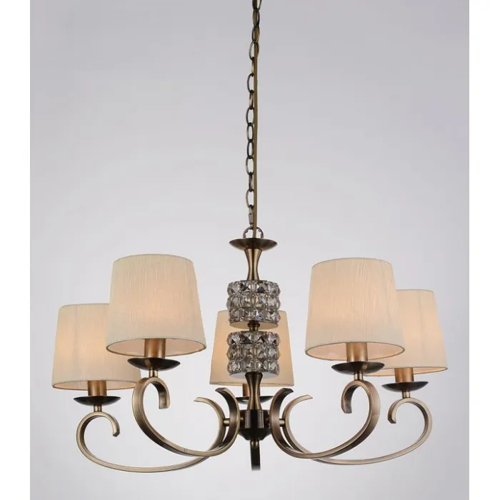 Подвесная люстра Omnilux Pavia OML-61403-05 Цвет арматуры бронза Цвет плафонов кремовый от ImperiumLoft