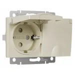 Розетка влагозащищенная с заземлением и шторками, без рамки с крышкой Werkel слоновая кость W1172203 от ImperiumLoft