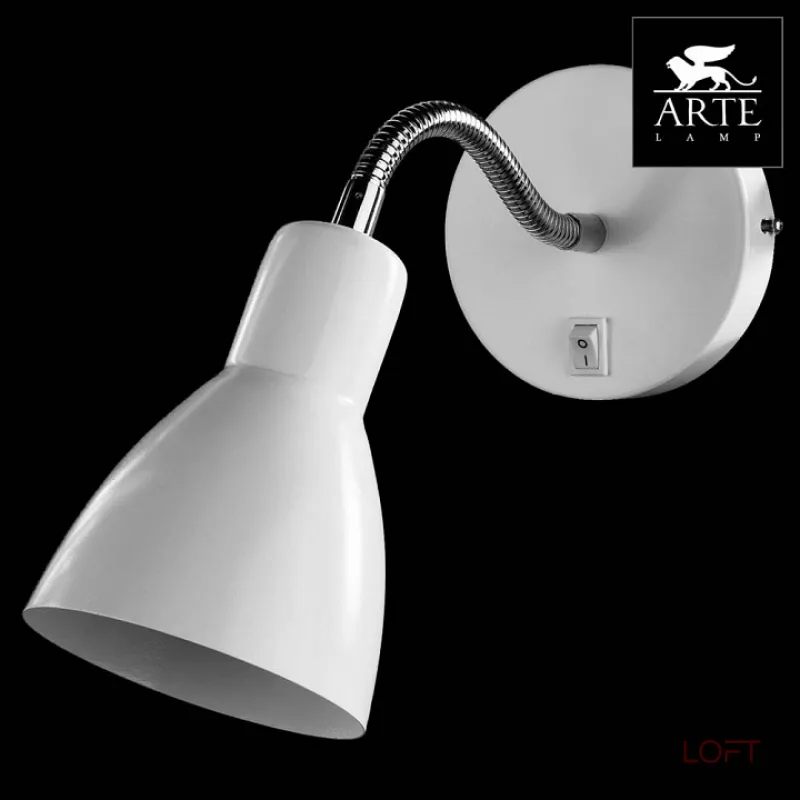 Бра Arte Lamp Dorm A1408AP-1WH Цвет арматуры хром Цвет плафонов белый от ImperiumLoft