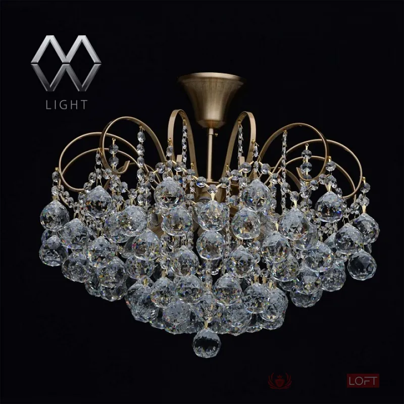 Люстра на штанге MW-Light Жемчуг 1 232016506 Цвет арматуры латунь Цвет плафонов прозрачный от ImperiumLoft