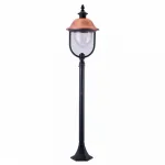 Наземный высокий светильник Arte Lamp Barcelona A1486PA-1BK Цвет арматуры медь Цвет плафонов прозрачный