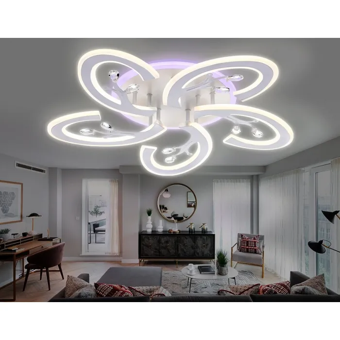 Накладной светильник Ambrella Original 2 FA512/5 WH белый 120W 610*580*80 (ПДУ РАДИО 2.4G) Цвет арматуры белый Цвет плафонов белый от ImperiumLoft