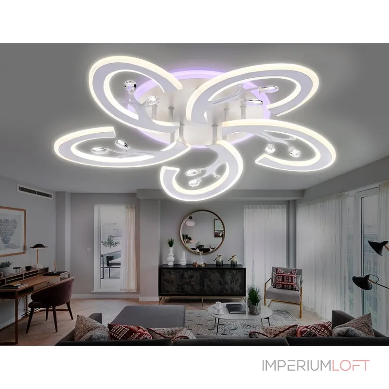 Накладной светильник Ambrella Original 2 FA512/5 WH белый 120W 610*580*80 (ПДУ РАДИО 2.4G) Цвет арматуры белый Цвет плафонов белый
