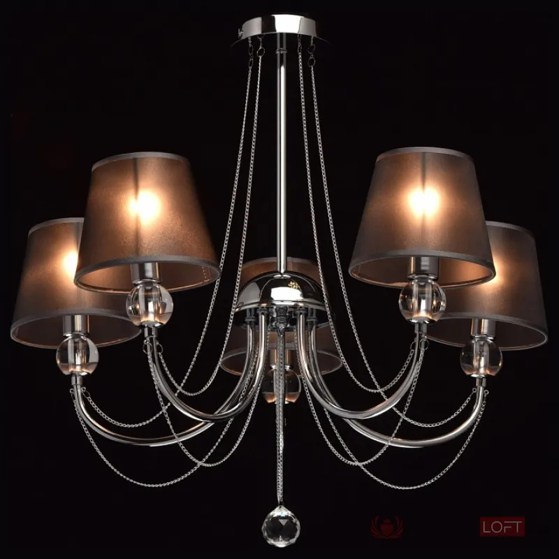 Люстра на штанге MW-Light Федерика 84 684010305 Цвет арматуры хром Цвет плафонов черный от ImperiumLoft